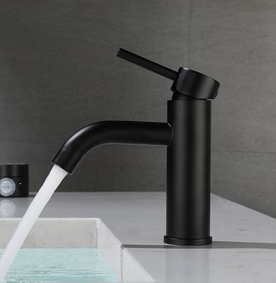 Único torneira de bacia de lavagem de aço inoxidável preto do banheiro da torneira de misturador da cozinha da alavanca