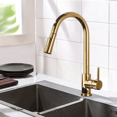 Tração de aço inoxidável de galvanização abaixo da torneira comercial do dissipador do torneira da cozinha
